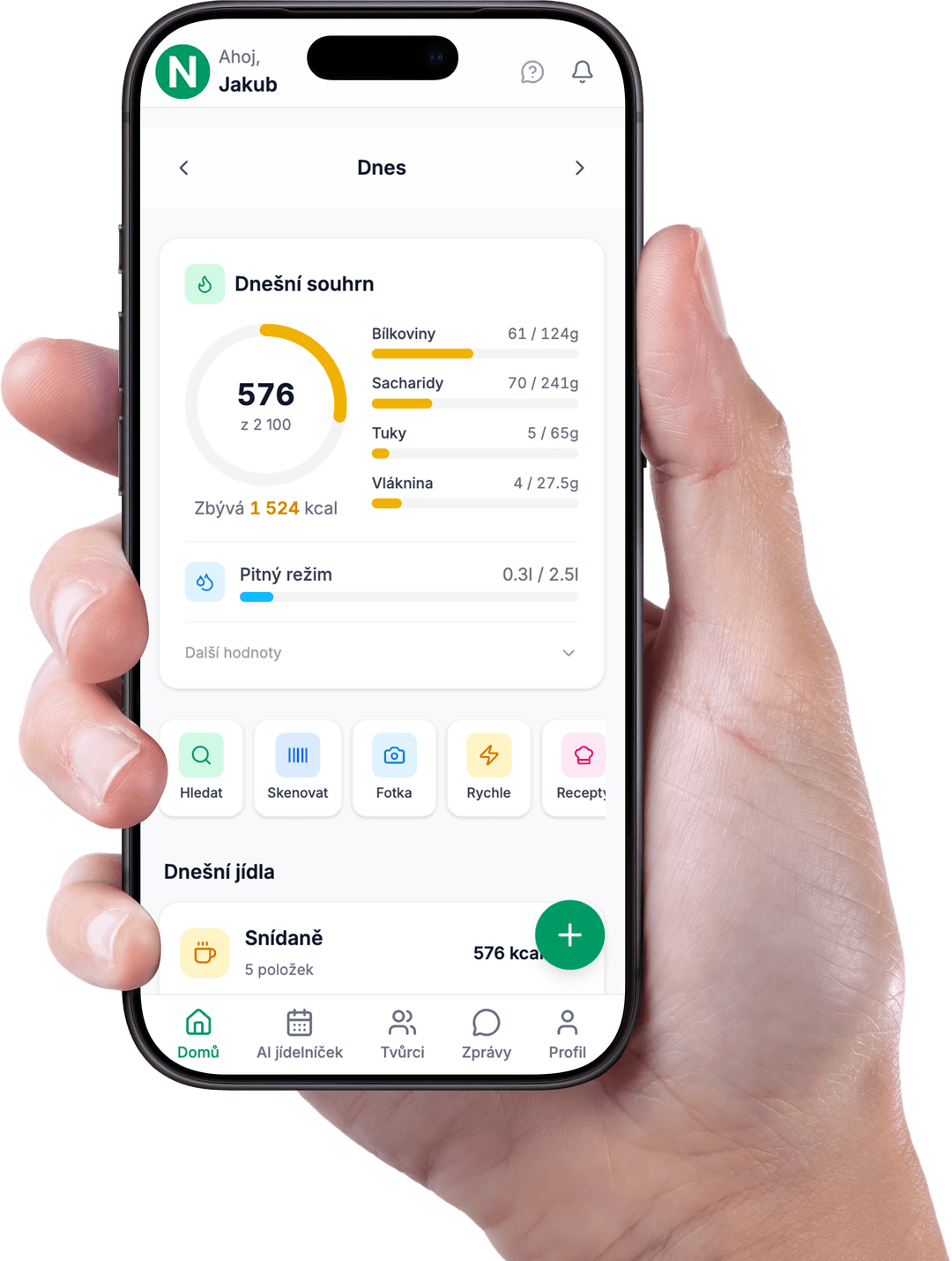 Nutiqo aplikace v ruce